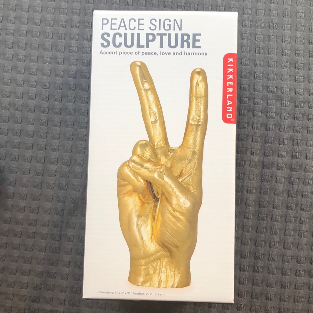 Peace sign sculpture